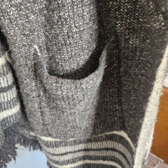 Anthropologie Saturday Sunday Fringe Kimono Cardigan Sweater Gray Boho One Size - Picture 10 of 16